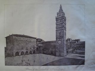 Plaza Of Pistoja Cathedral,  Italy.  1885.  Photogravure photo