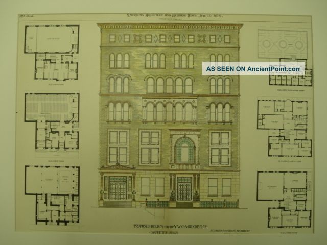 Proposed Y.  W.  C.  A. ,  Brooklyn,  Ny,  1891,  Plan Victorian photo