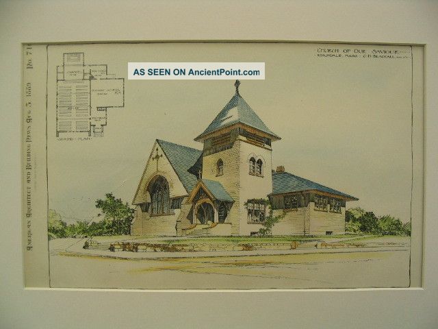 Church Of Our Saviour,  Roslindale,  Ma,  1889,  Orig.  Plan Victorian photo