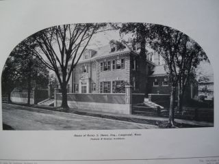 House Of Henry Howe.  Longwood Ma.  1904 Photogravure photo