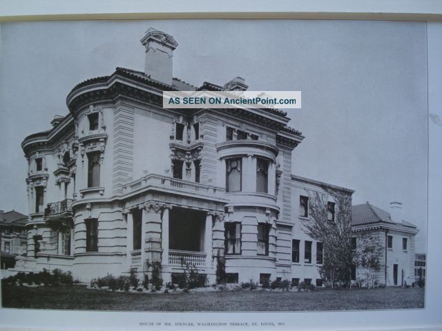 House Of Mr.  Spencer,  St.  Louis Mo,  1907.  Photogravure Victorian photo