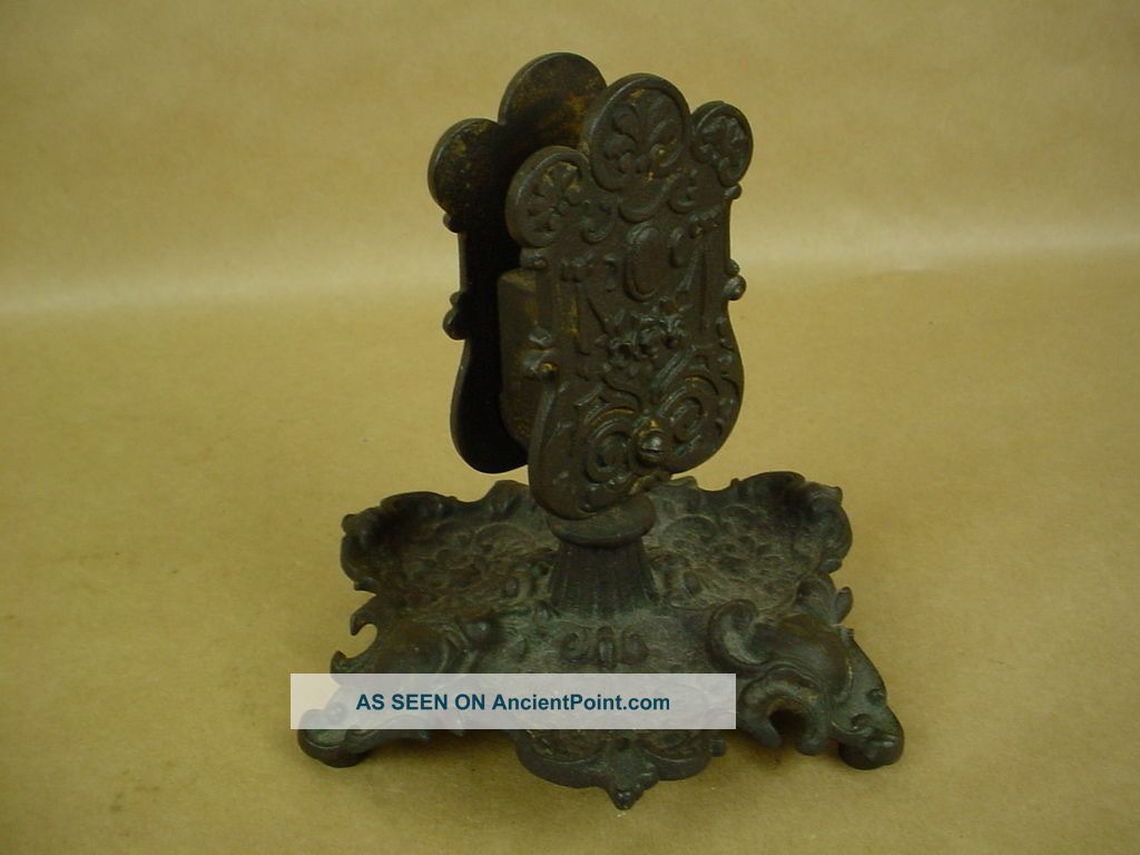 Antique Victorian Cast Bronze Desk Top Pocket Watch Holder - Victorian photo