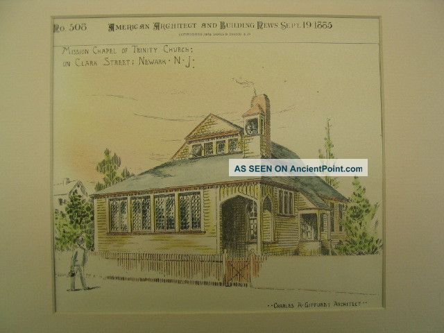 Trinity Church Chapel,  Newark,  Nj,  1885,  Plan Victorian photo