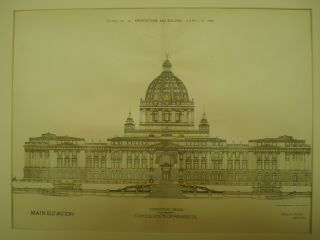 State Capitol Design,  St.  Paul,  Mn,  1896,  Plan photo