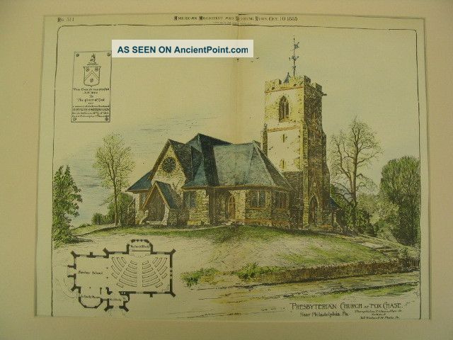 Presbyterian Church,  Fox Chase,  Pa,  1885,  Plan Victorian photo