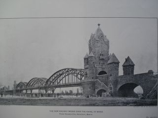 Railway Bridge Over Rhine,  Mainz,  Germany.  1904 Photo photo