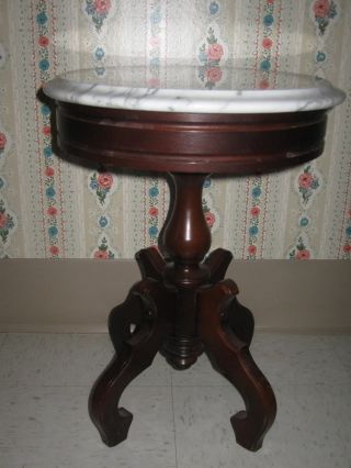 Victorian Furniture Co.  Table Mahogany Cararra Marble Accent Table Made In Usa photo