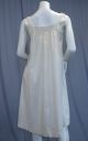 Signed Antique White Embroidered,  Lace Cotton Victorian Slip Petticoat Nightgown Victorian photo 11