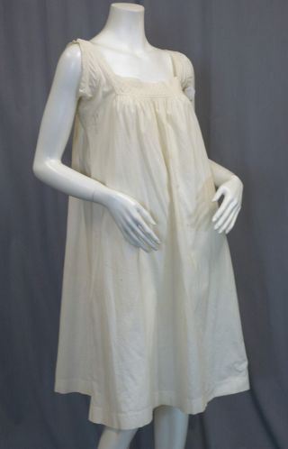 Signed Antique White Embroidered,  Lace Cotton Victorian Slip Petticoat Nightgown photo