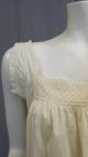 Signed Antique White Embroidered,  Lace Cotton Victorian Slip Petticoat Nightgown Victorian photo 8