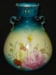 Antique Royal Bonn Hand Painted Porcelain Vase Franz Mehlem Roses Germany 1890 Vases photo 3