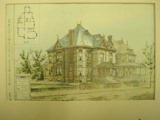 Wm.  E.  Hopkins Dwelling,  Syracuse,  Ny,  1881,  Orig.  Plan photo