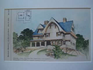 House For Maj.  Wm.  Arthur,  Cohasset Ma,  1898 - Orig.  Plan photo