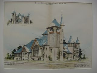 Fourth Baptist Church,  Paterson,  Nj,  1891,  Orig.  Plan photo