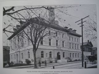 Police Station & Municipal Court,  Brookline Ma.  1901 photo
