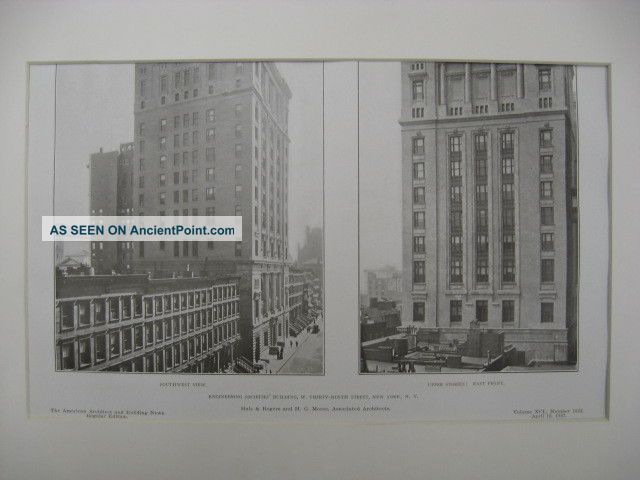 Engineering Soc.  Building,  New York,  Ny,  1907,  Litho Victorian photo