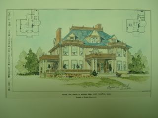 Frank R Barber House,  West Newton,  Ma,  1898,  Orig.  Plan photo