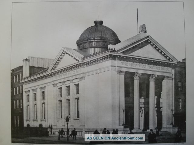 New York Savings Bank,  New York,  Ny.  1901 Photogravure Victorian photo