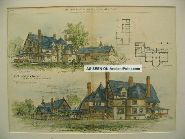 Crawford Country House,  Merion,  Pa,  1886,  Plan Victorian photo