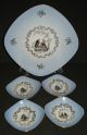 Antique Bavaria Porcelain Portrait Plate Desert Tray Set Colonial Courting 1904 Platters & Trays photo 1