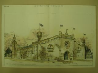 Central Armory Front,  Cleveland,  Oh,  1895,  Orig.  Plan photo