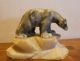 Adorable Alabaster Art Deco Statue Polar Bear W Glass Eyes On Alabaster Rock Victorian photo 2