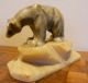 Adorable Alabaster Art Deco Statue Polar Bear W Glass Eyes On Alabaster Rock Victorian photo 3