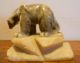 Adorable Alabaster Art Deco Statue Polar Bear W Glass Eyes On Alabaster Rock Victorian photo 4