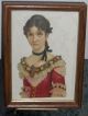 Vintage Victorian Edwardian Girl Print Framed 1800 ' S Color Portrait Young Woman Victorian photo 1