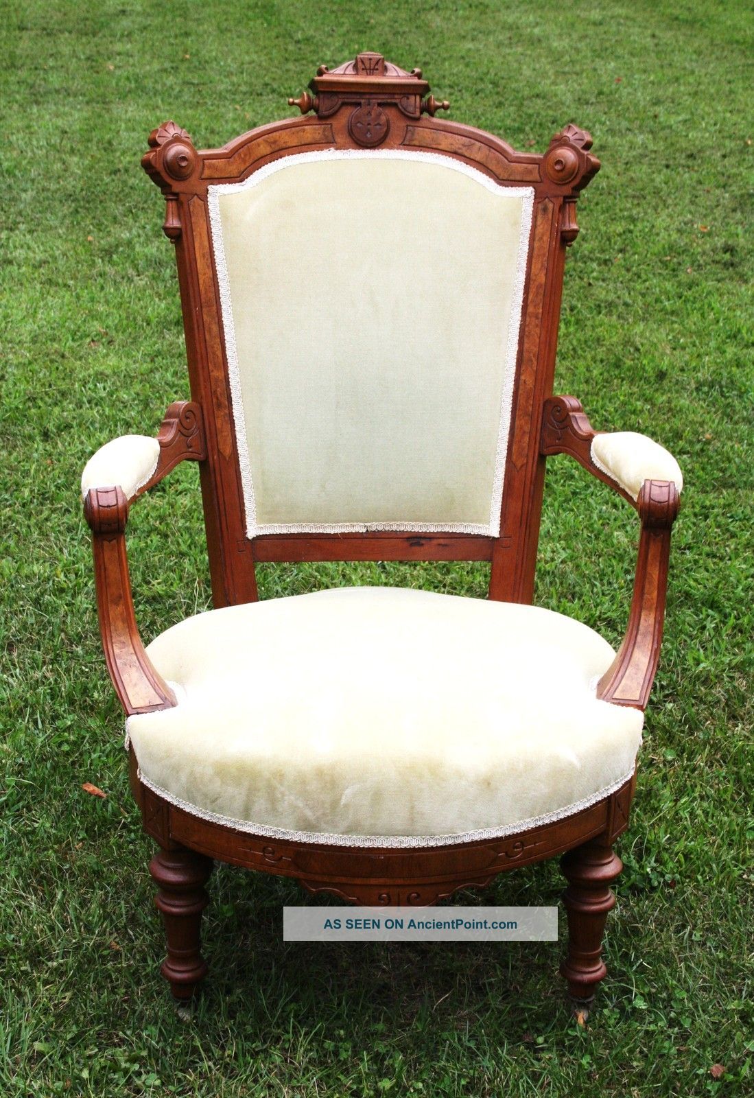 1890s Quality Walnut Victorian Parlor Arm Chair,  Estate Item 1800-1899 photo
