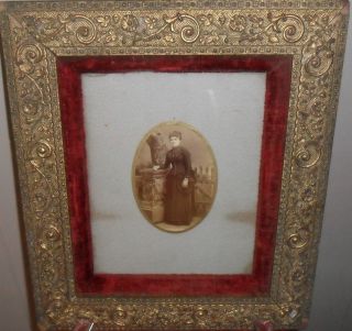 1870 ' S Framed Victorian Cabinet Photo Of New England Woman In A Bustled Dress photo