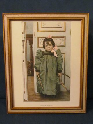 Antique Framed Wall Art Little Girl Portrait Of Mlle G.  Typogravure 1892 Paris photo