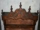 Antique French Carved Wooden Curio / Bookcase W 3 Shelves & Romantic Tapestry 1800-1899 photo 1