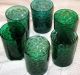 Emerald Green Blown Glass Tumblers Victorian Bubble Glass Drink Glasses Set Of 6 Victorian photo 1