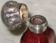 Antique Ruby Glass Perfume Scent Bottle W/ Sterling Silver Cap Cranberry Glass Victorian photo 2