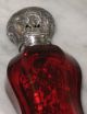 Antique Ruby Glass Perfume Scent Bottle W/ Sterling Silver Cap Cranberry Glass Victorian photo 3