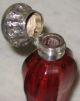 Antique Ruby Glass Perfume Scent Bottle W/ Sterling Silver Cap Cranberry Glass Victorian photo 6