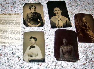 Circa 1880 5 Tintype Ladies Victorian Photos 1 Obituary Ms.  Lena Stewart photo