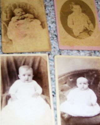 Circa 1880 Four Victorian Infants & Children Cabinet Card Photographs B&w photo