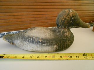 Antique Hand Carved Duck Decoy Glass Eyes Signed Victor photo