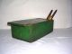 Aafa - 19th C. ,  Slide - Top Candle Box In Early Green Paint. Primitives photo 10