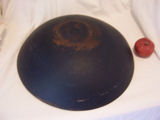 Aafa - 19th C Large Turned Bowl Footed Best Blue Paint 17 1/2 