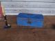 Ci 1790 Miniature Document Box Dome Top Rosehead T Nails Old Style Blue Paint Nr Primitives photo 8