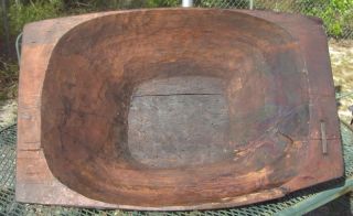 Antique Primitive Large Wood Trencher Dough Bowl 32 