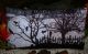 Primitive Halloween Cemetery Night Time Scene Fabric Panel Crows Trees Moon Primitives photo 2