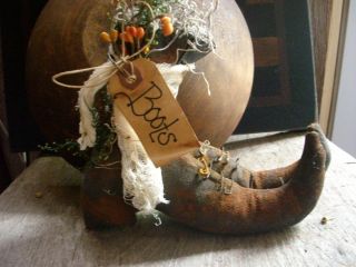 Primitive Halloween Witches Boots Shelf Sitter photo