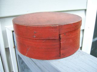 Aafa - 19th C Pantry Box Old Red Paint 6 1/4 