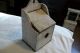 Antique Primitive Wood Salt Box,  Made Into Bird Box.  Old White Paint Unique Primitives photo 1