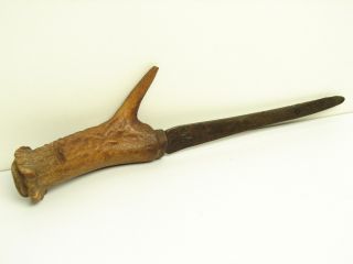 Antique Primitive Antler Forged Blade 12 