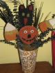 Primitive Halloween Hand Rug Hooked Centerpiece Decoration,  Rusty Tin Bucket Primitives photo 1